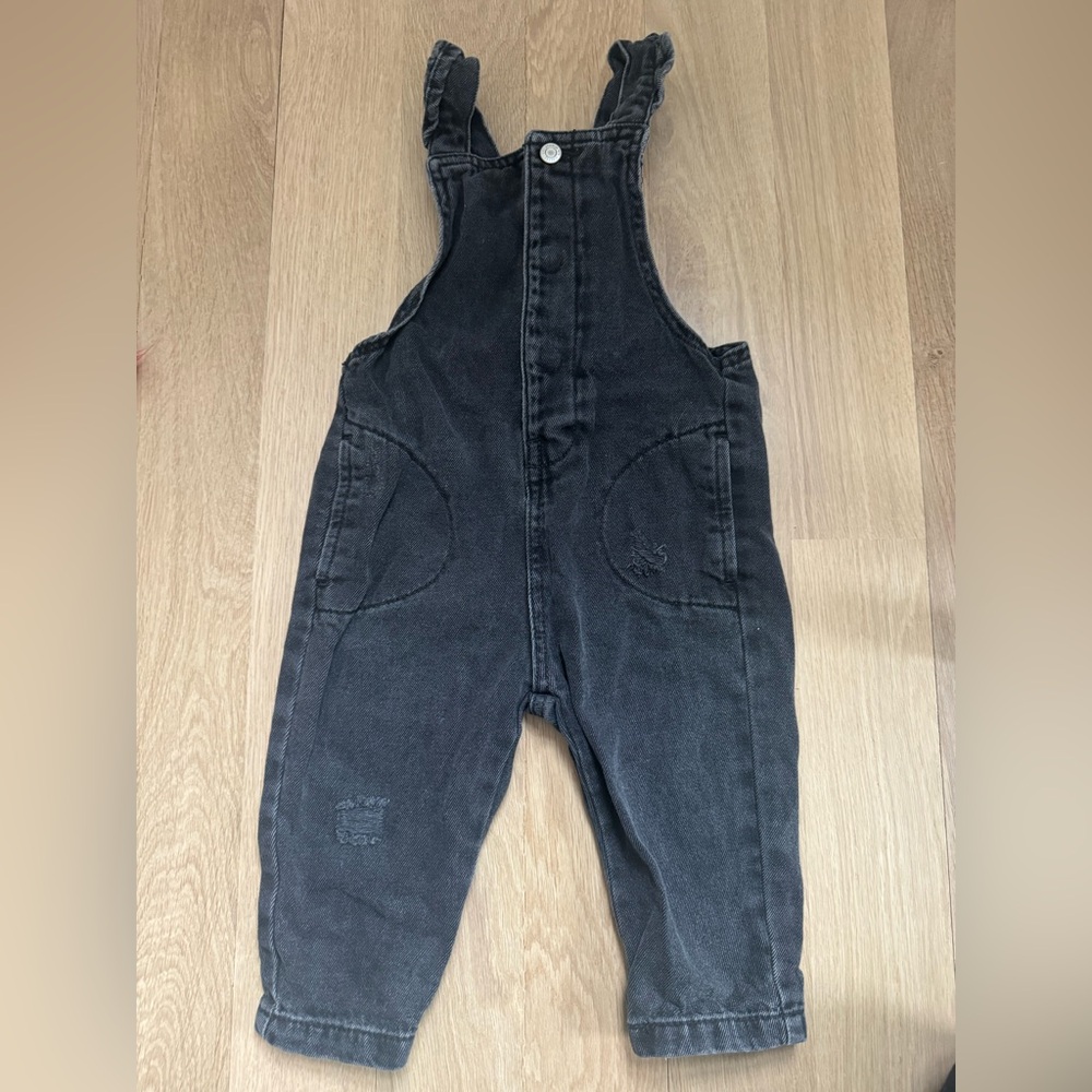 Zara Kids Black Denim Overalls